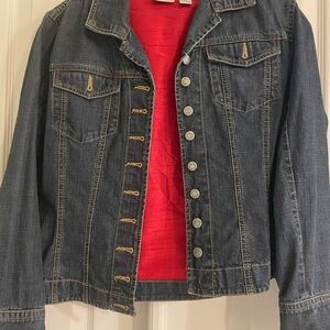 Denim Jacket with Red Lining